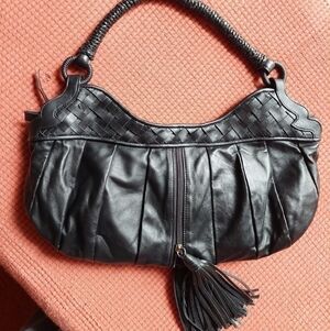 Nina Raye Soft Black Lamb Pleated Bag